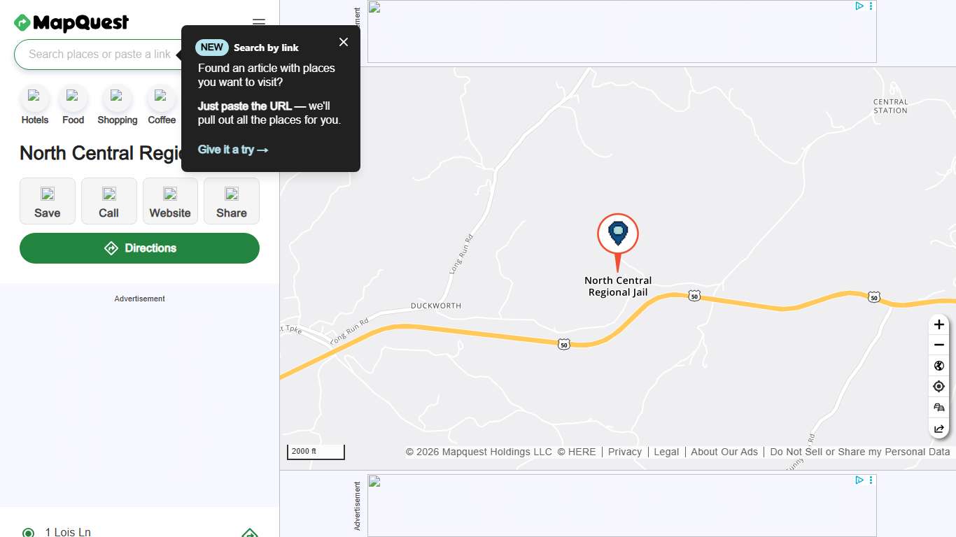 North Central Regional Jail, 1 Lois Ln, Pennsboro, WV 26415, US - MapQuest