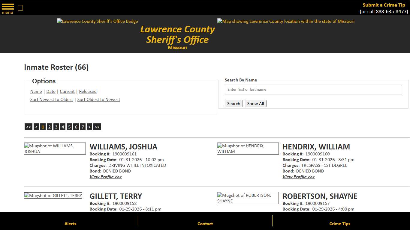 Inmate Roster - Current Inmates Booking Date Descending - Lawrence County Sheriff MO
